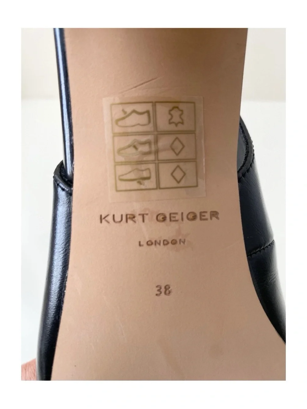 Kurt Geiger London Chelsea Block Slingback Heels in Black  Size EU 38 US 7.5